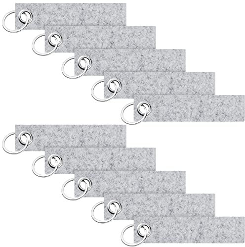 Nuenen 40 Stück Filz Schlüsselanhänger Schlüsselring mit Filzanhänger 13 x 3 cm Filz Schlüsselbänder für Basteln DIY Auto Schlüssel Geschenk Schule Wohnung Büro(Hellgrau)