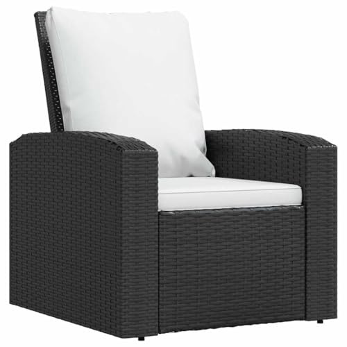 vidaXL Fauteuil inclinable de Jardin avec Coussins Noir résine tressée