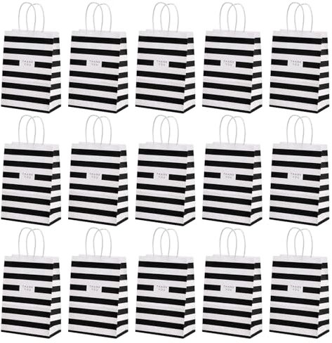 15 Stück Süße Mitgebsel Beutel, 15 x 8 x 21cm Partytüten Geschenktüten, Candy Tüten Papiertüten, Süßigkeiten Tüten mit Drehgriffen Krafttüten für Kinderpartys Feiern Weihnachten Geburtstag (schwarz)