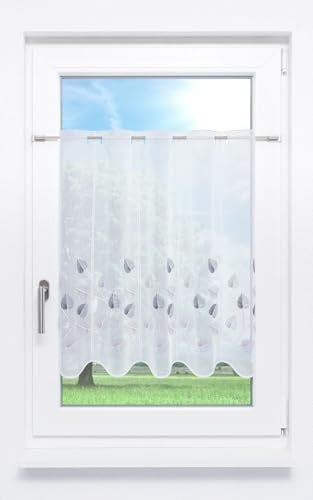 LYSEL Scheibengardine Designblätter (Bx H) 96cm * 70cm Grau/Grau