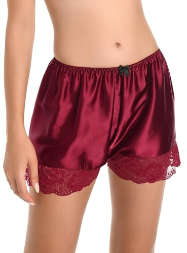 Satini Culotte Francese in Raso con Pizzo | Vestibilità Morbida, Bordo Floreale, Fiocco in Vita, Coordinabile, Mutandine, Taglie S-XXL
