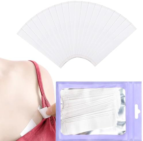 YBhuoo 100 nastri biadesivi per il corpo e per abbigliamento, nastro trasparente per vestiti e corpo, adatto per tutti i tipi di tessuto e pelli sensibili, nastro extra adesivo per abiti (7,6 x 1,3