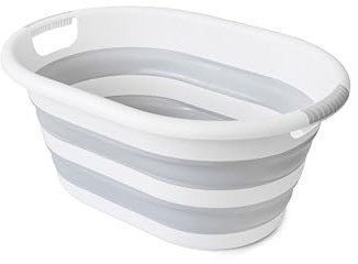 Seamarkt 38 L faltbarer Wäschekorb, Collabsible Laundry Basket, BPA-FREI, Langlebig, Tragbar, Grau