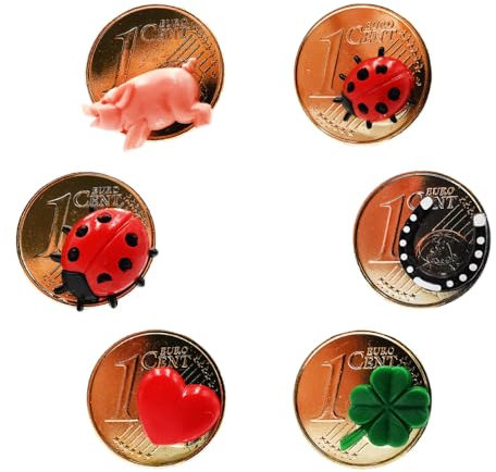 Dekohelden24 Lot de 6 pièces de monnaie porte-bonheur à offrir, cadeau de talisman comme pièce de monnaie, assortis (l x H x P) 1,5 x 0,2 x 1,5 cm.