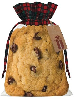 Geschenktüten mit Schokoladen-Plätzchen-Druck, Weihnachtsgeschenktüten mit Kordelzug, Weihnachts-Partyzubehör