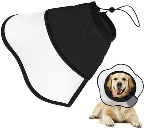 YUEMING Collare Elisabettiano Cane, Collari Protettivi e Coni Collare Protettivo Forma Cono per Cane Gatto Morbido con Fibbia Regolabile per Cani Dopo Interventi Chirurgici,XL