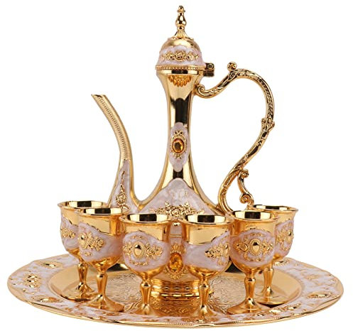 Mikinona 1 Set Wine Set Vintage Teapot Trifle Bowl Wine Pot Wine Decanter Cup Wedding Decanter Whiskey Decanter Wine Bottle Wedding Wine Plate Stand Vintage Turkish Coffee Cup Bottles Metal