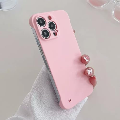 JZFDCLF Custodia ultra sottile senza cornice per PC per iPhone 15 14 Pro Max 13 12 Mini 11 Pro XS Max XR 14 8 7 15 Plus Custodia rigida opaca colorata per telefono, rosa, per iPhone 14