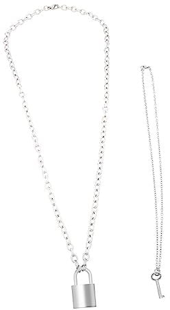 VALICLUD 2Pcs Lock Pendant Necklace for Women and Men Fashion Clavicle Chain Jewelry Unique Key Lock Design Stylish Accessory for Parties and Everyday Wear