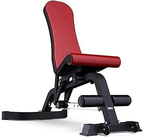 Verstellbare Hantelbank für Zuhause, Fitnessstudio, faltbar, Fitness, Sit-Up-Board mit Widerstandsbändern, Hanteln, Beinfix, 90° flache Hantelbank, multifunktional.