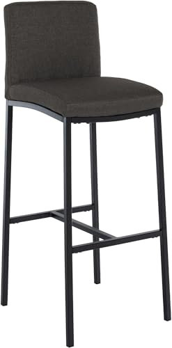 CLP Barhocker Freeport I Gepolsterter Barstuhl I Thekenhocker mit Rückenlehne und Vierfußgestell aus Metall, Farbe:dunkelgrau, Material:Stoff