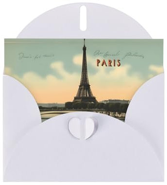 White YYHHAOFA Paris Vintage Postkarte Muster Grußkarte Grußkarte für Weihnachten, Geburtstage und besondere Anlässe
