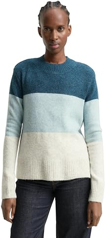 TOM TAILOR Denim Damen Strickpullover mit Colour Blocking