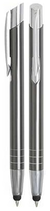 WPRO Touchpen Kugelschreiber 2 Stück aus Metall grafit – Stylus Stift für Smartphone Tablet Touchscreen mit präziser Eingabe blauer Mine elegantes Business Design Toccara