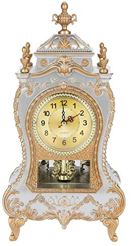 SYH&AQYE Tischuhr, Antike Uhr, Vintage Stil, Kunststoff Tischuhr, Vintage Stil, Kunststoff Tischuhr, Antike Home Hotel Dekorative Schreibtischwecker (Weiß)