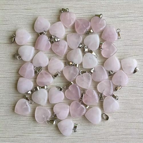 Lotto all'Ingrosso 100 Pezzi di Pietra di Quarzo Rosa semipreziosa Ciondolo a Forma di Cuore