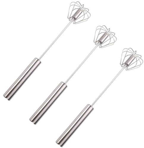 Quystetes Stainless Steel Semi-Automatic Whisk, New Stainless Steel Egg Whisk Hand Push Rotary Whisk Blender Easy Install