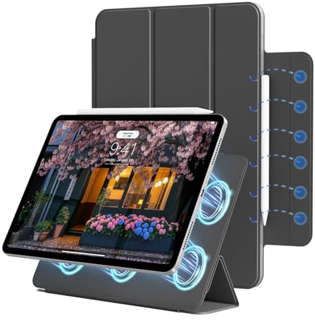 ZOPSGYU Magnetische Hülle für iPad Pro 11 Zoll 4./3./2. Generation 2022/2021/2020 mit Stifthalter, Trifold Ständerhülle, Unterstützung Pencil Aufladung der 2. Gen, Auto Schlafen/Wachen, Schwarz