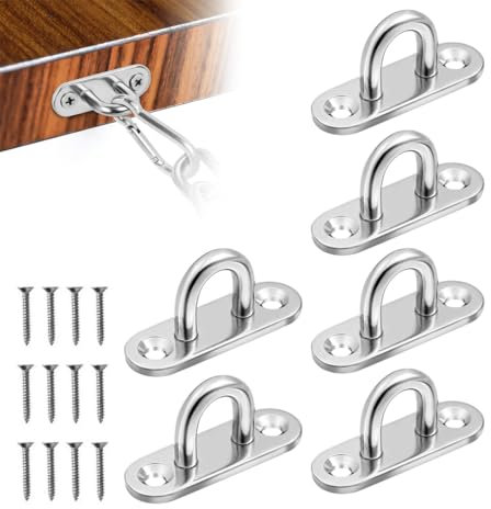 HABNI Lot De 6 Platines À Œil,Pontet Inox, Acier Inoxydable,Diamètre Fil 5 Mm, Dimensions Platine 45X15Mm, Aux Normes De Sécurité, Muni De Vis
