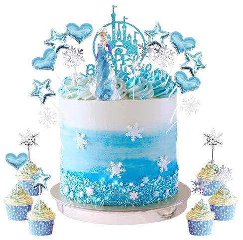 26 pezzi Frozen Decorazione della Torta, Elsa Cupcake Topper, Decorazioni per Torte a Fiocco di Neve, decorazione festa di compleanno, per Bambini Forniture per Feste di Compleanno