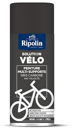 RIPOLIN, Solution Vélo, Aérosol Peinture, Finition Mate, Format Spray pour une application rapide, Ne coule pas, Riche en pigment, Résiste aux UV et conditions extérieures - Gris Carbone - 400 ml