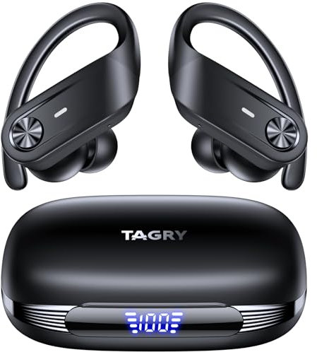 TAGRY Wireless Earbuds Blueetooth Headphones 80Hrs Playtime Power Display IPX7 Waterproof Sport Ear Buds with Deep Bass in Ear Earphones for Running Workout Exercise Gym Black