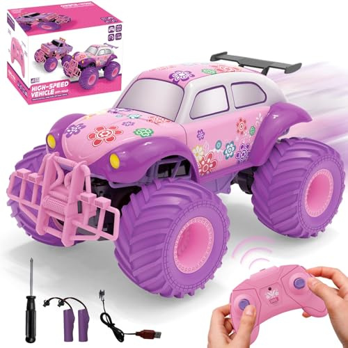 FORMIZON Rose Voiture Télécommandée Fille, 1:18 RC Télécommandé, Remote Control Car Tout-Terrain, Off-Road Coccinelle Voiture, Convient pour 3-12 Enfant, Cadeaux Jouets Idéales (Coccinelle)