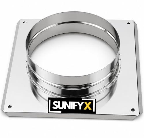 SUNIFY Edelstahl Grundplatte für Kaminaufsatz & Schornstein Kaminplatte Schornsteinplatte passend für Schornsteinhaube (DN 150–300mm) (25x25x180mm)