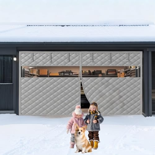 Türvorhang Kälteschutz Garagentor Isoliervorhang Mit Magneten, Rolltore Für Garage, Garagentorschutz, Thermische Isolierung Für Garage Im Wintern, Wetterfeste(Grays,W305*H244 CM)