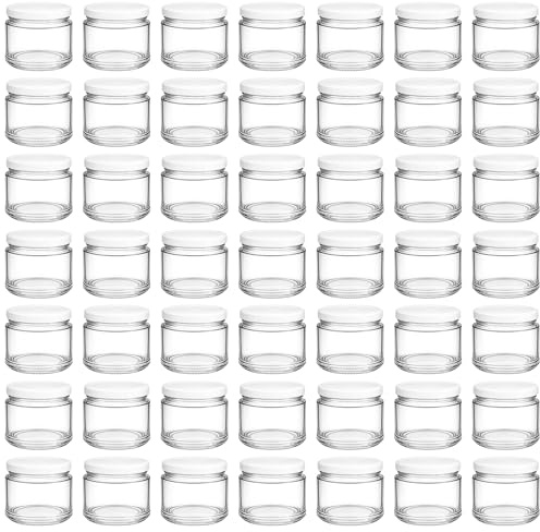 hocz 50x Marmeladengläser 200 ml | mit Deckel Weiß TO 66 | Einmachgläser mit Schraubdeckel zum befüllen | Sturzgläser für Marmelade Schraubgläser | leere Gläser Set | 50 Stück
