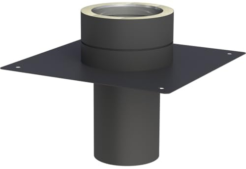Jeremias DW-Black 130mm Grundplatte Kaminerhöhung doppelwandige Abgasanlage Edelstahl schwarz für Öl Gas Festbrennstoffe