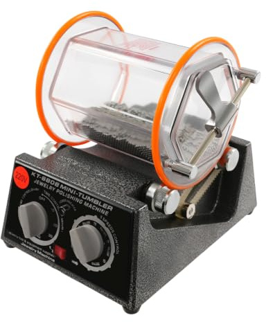 MEHOOSPVN Jewelry Polisher Tumbler Mini Rotary Tumbler Surface Polisher 3Kg 6.6lbs Capacity 60W Jewelry Polishing Finishing Machine with Polishing Bead for Rock Stone Coins Gold Silver Hardware
