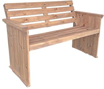 Gartenbank Holz Massiv 120 cm, 2 Sitzer, wetterfest imprägniert in Kakao | SG SiestaGarden rustikale Holzgartenbank mit Rückenlehne & Armlehnen, stabile Sitzbank für Garten, Terrasse und Balkon