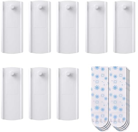 HHXUUAN Picture Hooks, No Nails Damage Free Sticky Hooks, 8 Hooks 12 Strips | Large universal removable frame hangers, thickened ABS, suitable for painted walls, tiles and wood