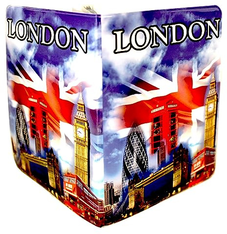 (30+ Designs) Passport Cover Holder Protector Wallet Case Mens Womens for Travel Holiday & Luggage Tag Options (London Montage)