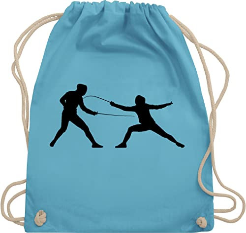 Turnbeutel Rucksack - Fechten - Unisize - Hellblau - tasche sport fecht kinderturnbeutel stoffbeutel rucksackbeutel stoffrucksack bag sporttaschen stoffsackerl beutel kinder stofftaschen taschen