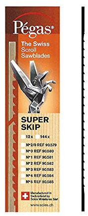 Phixnozar Pégas Super Skip 12 St. Laubsägeblatt Nr. 5 Super-Weitzahn 130 mm Hochgeschwindigkeitsstahl für Holz