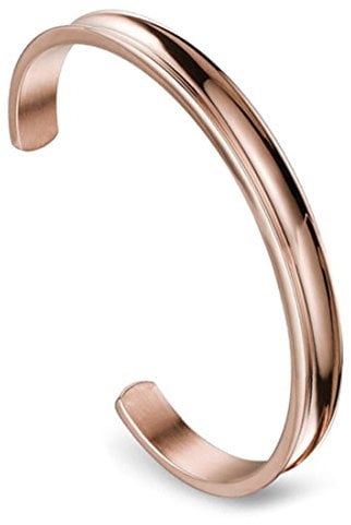 Zuo Bao Hair Tie Bracelet Stainless Steel Grooved Cuff Bangle for Women Girls (Rose Gold)