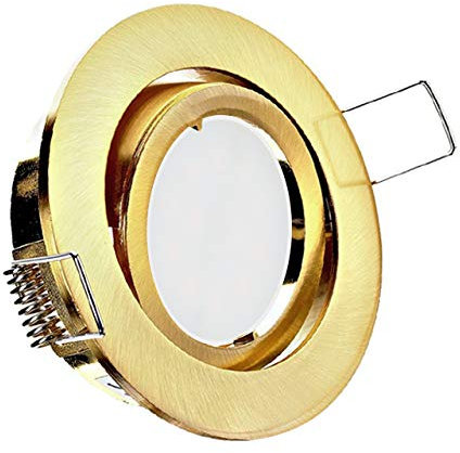 Conceptrun LED Einbaustrahler flach Modell: RD40FL warmweiß 230V Einbauleuchte rund schwenkbar Gold Messing Optik mit flachem LED Modul für eine geringe Einbautiefe 30mm