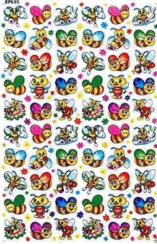 Bienen Bienchen Honig Tiere Aufkleber 60-teilig 1 Blatt 270 mm x 180 mm Sticker Basteln Kinder Party