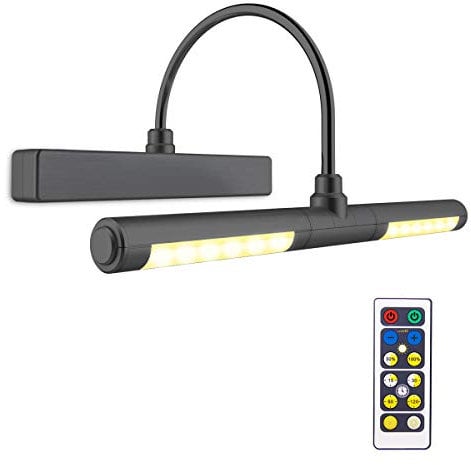 BIGLIGHT Bild Licht mit Fernbedienung, Drahtlose batteriebetriebene LED Wandleuchten, 13 Zoll drehbarer Lichtkopf mit 3-Beleuchtungsmodi, Dimmbare Anzeige Bild Lichter für Dartboard Bilder - Schwarz