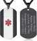 Custom4U Placa Personalizado Colgante Personalizable Medical Hombre Mayor Collar Chapa Grabada Alerta Medica Acero Inoxidable 316L Enfermo Cruz Roja de Emergencia