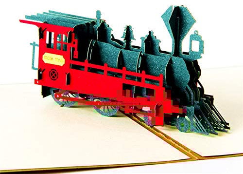 DEESOSPRO® 3D Pop Up [Geburtstagskarte] [Grußkarte] [Jubiläumskarte] [Abschlusskarte] mit Kreativem Papierschnittmuster, Geschenk zum Geburtstag, Abschlussfeier, Weihnachten, Vatertag (Zug)