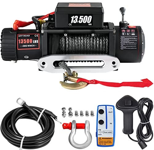 VEVOR 13500 LBS Winch12v Elettrico Verricello ATV Corda sintetica con telecomando