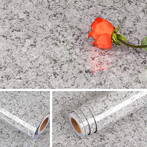Livelynine Fensterbank Innen Granit Klebefolie Möbel Marmor Folie für Möbel Küchenschränke Tisch Tischplatte Badezimmermöbel Klebefolie Arbeitsplatte Folie Küche Selbstklebend Marmoroptik 40CMx5M