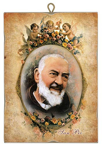 Bild im Vintage-Stil Padre Pio St. Pio, Druck auf Holz, Geschenkidee