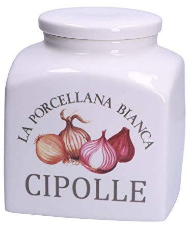 La Porcellana Bianca - Barattolo Conserva per Cipolle in Porcellana - Conserva, Barattoli e Contenitori - Barattoli Cucina - Porcellana - 3500 cc; 15x15xh20 cm