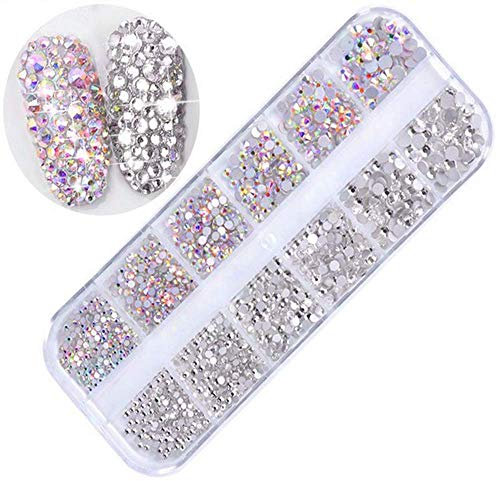Nagel Art Strassstein,1440 Stück Nail Art Strass 3D Nagel Kunst Strasssteine für Nägel DIY Strass Kristall Diamant Telefon Nail Art Dekoration (G)