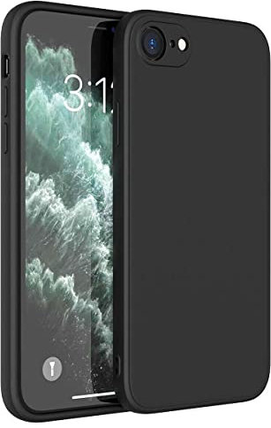 Mixroom - Cover Custodia Case per iPhone 7 / iPhone 8 / SE 2020 / SE 2022 Protezione Copre Fotocamera in Silicone TPU Opaco con Bordi Piatti Colore Nero