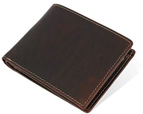 Geldbeutel Herren aus Leder - Handgemachte Geldbörse aus gewachstem Büffelleder - Portemonnaie für Männer mit Münzfach und 7 Kreditkartenfächern